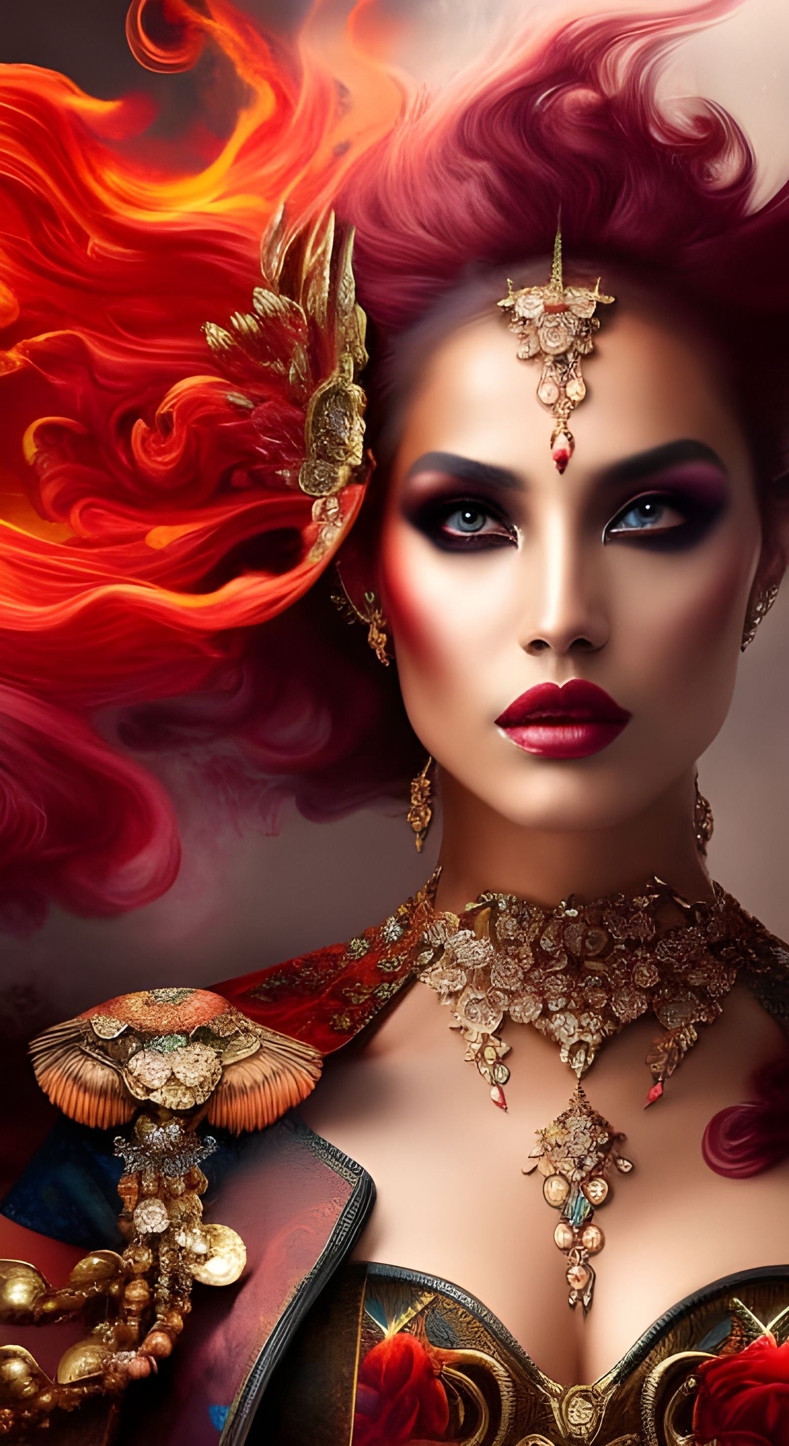 Blood and Smoke Goddess in Psychedelic Fantasy Style