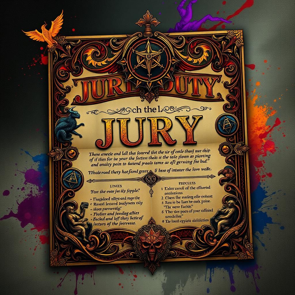 Ornate Jury Summons with Mystical Symbols