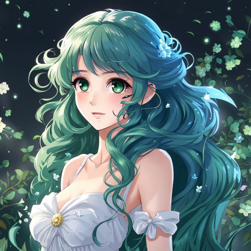 Anime Fairy Girl with Blue Hair in Manga Style