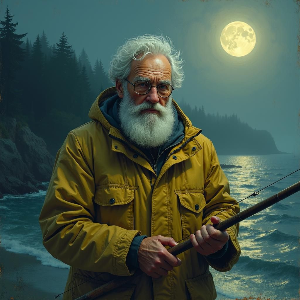 Letterman as Fisherman in Wyeth-Remington Style