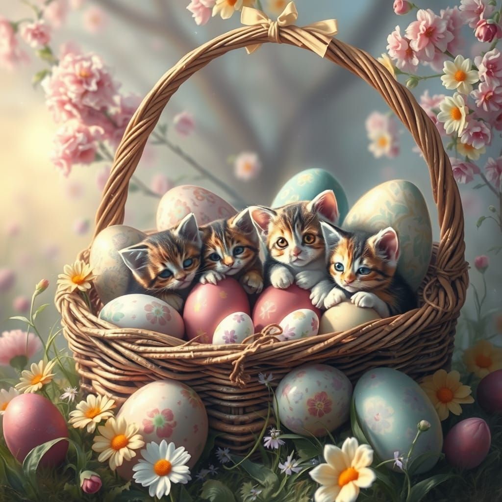 Surreal Easter Basket in Whimsical Fantasy Style