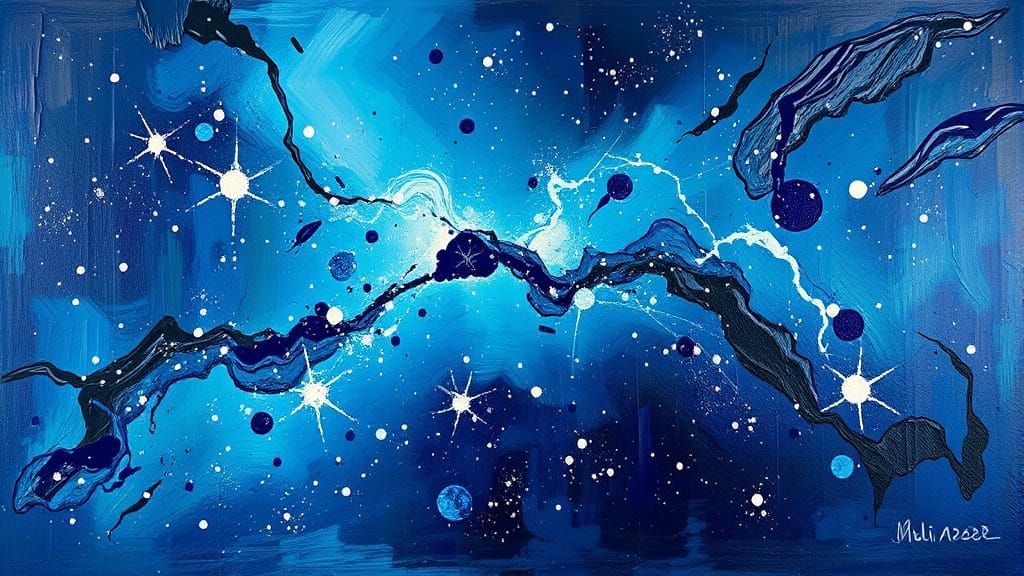 Starry Nebula Painting with Palette Knife Texture