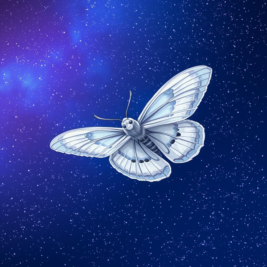 Moth Flight in Starry Sky, Cel-Shaded Manga Style