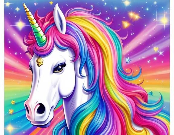 Rainbow Unicorn in Lisa Frank Style