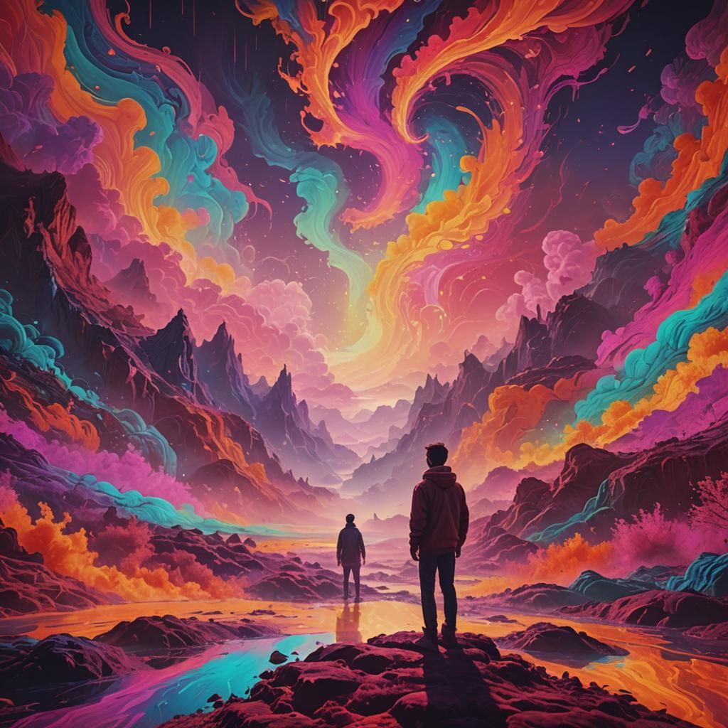 Psychedelic Portrait in Vibrant Digital Art