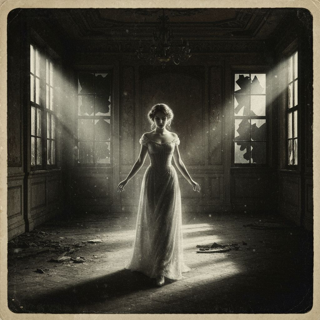 Spectral Victorian Woman in Decaying Ballroom