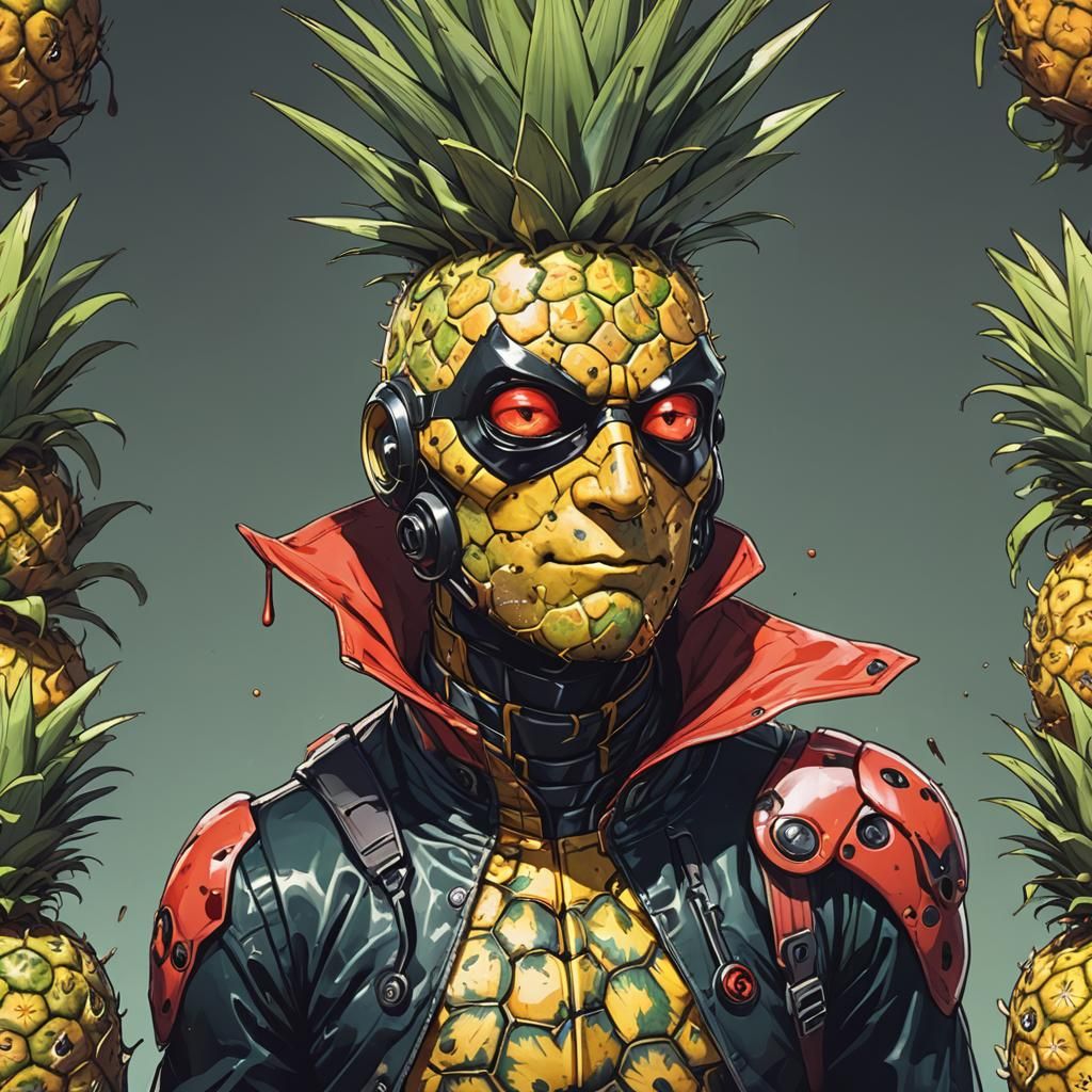 Pineapple Ladybug Man Hybrid in Anime Style