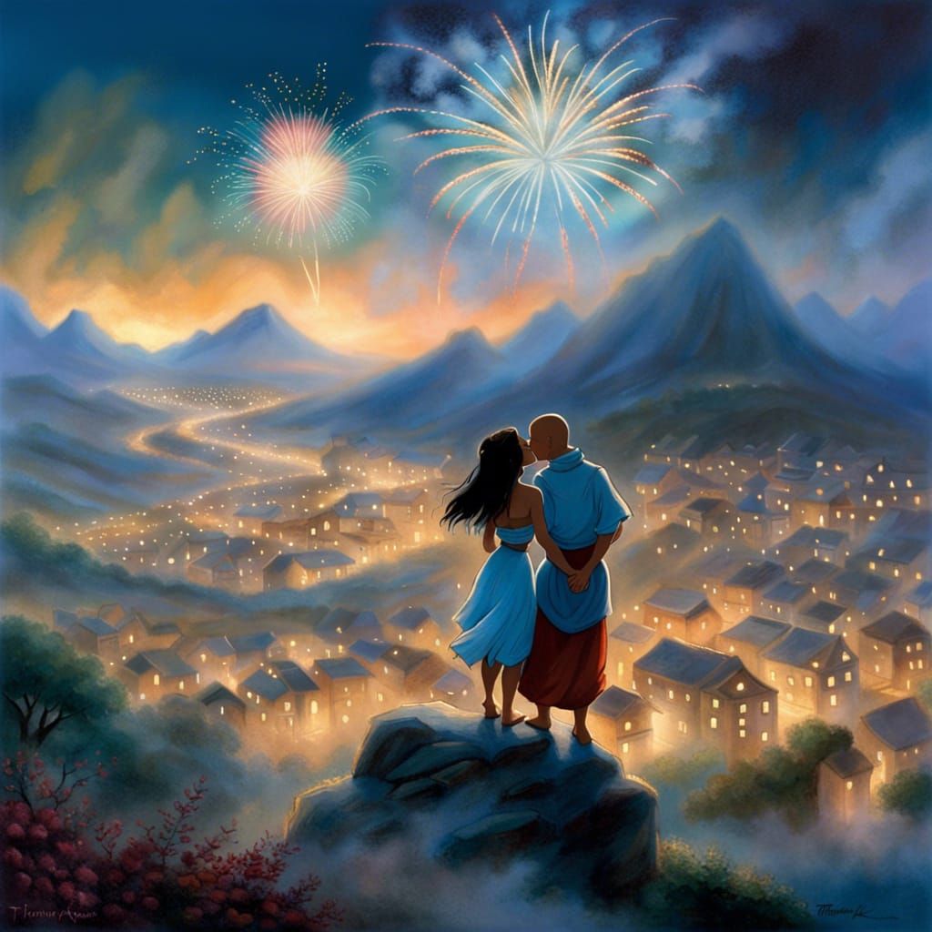 Katara and Aang Kiss Under Fireworks