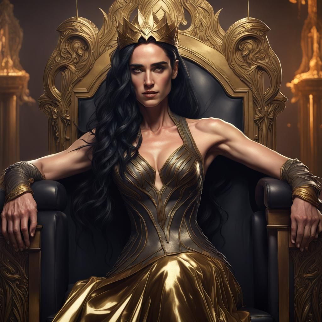 Dark Witch Queen Portrait in Art Nouveau Style