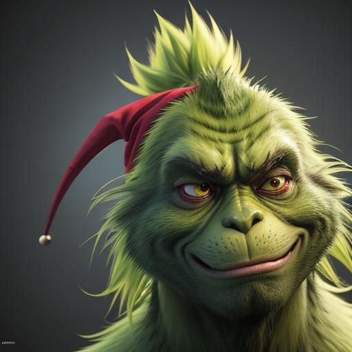 Grinch in Anime Style 3D Rendering