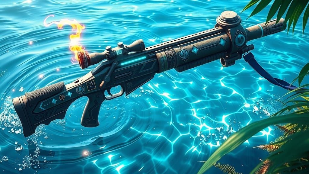 Ethereal Water Shotgun in Vibrant Tropical Paradise