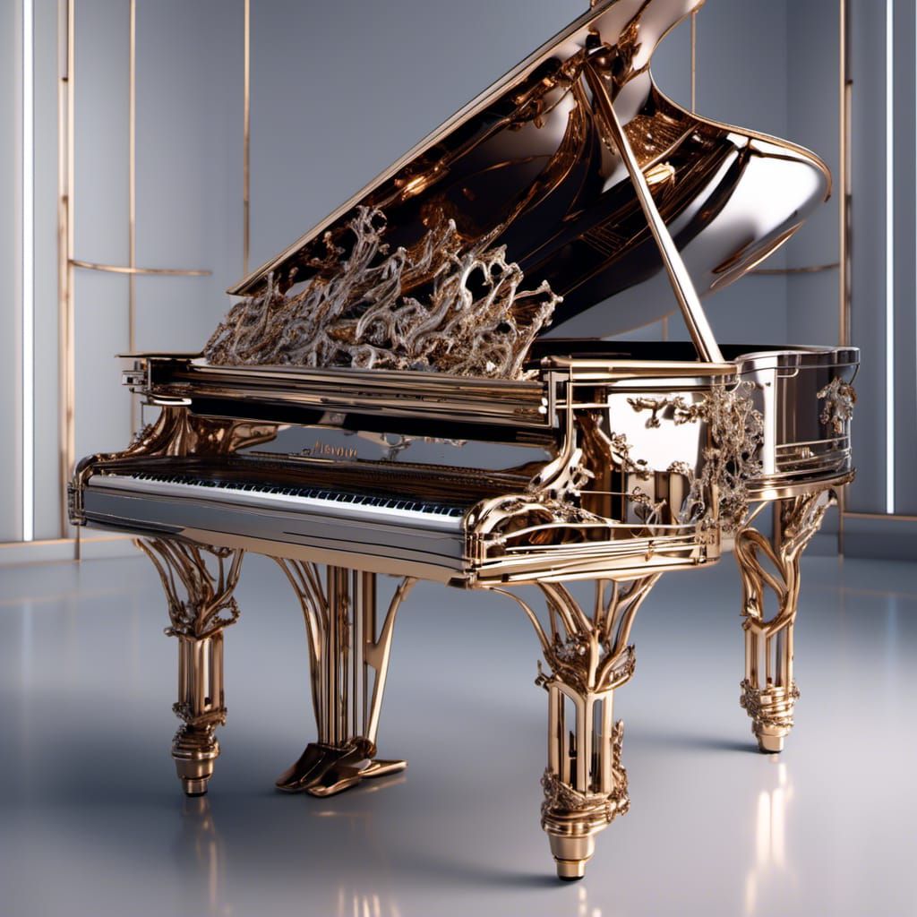 Futuristic Grand Piano with Intricate Mechanical Details