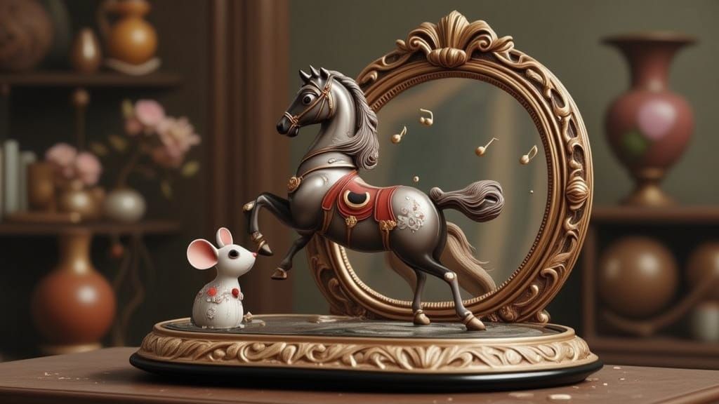 Ornate Chocolate Music Box with Carousel Horse