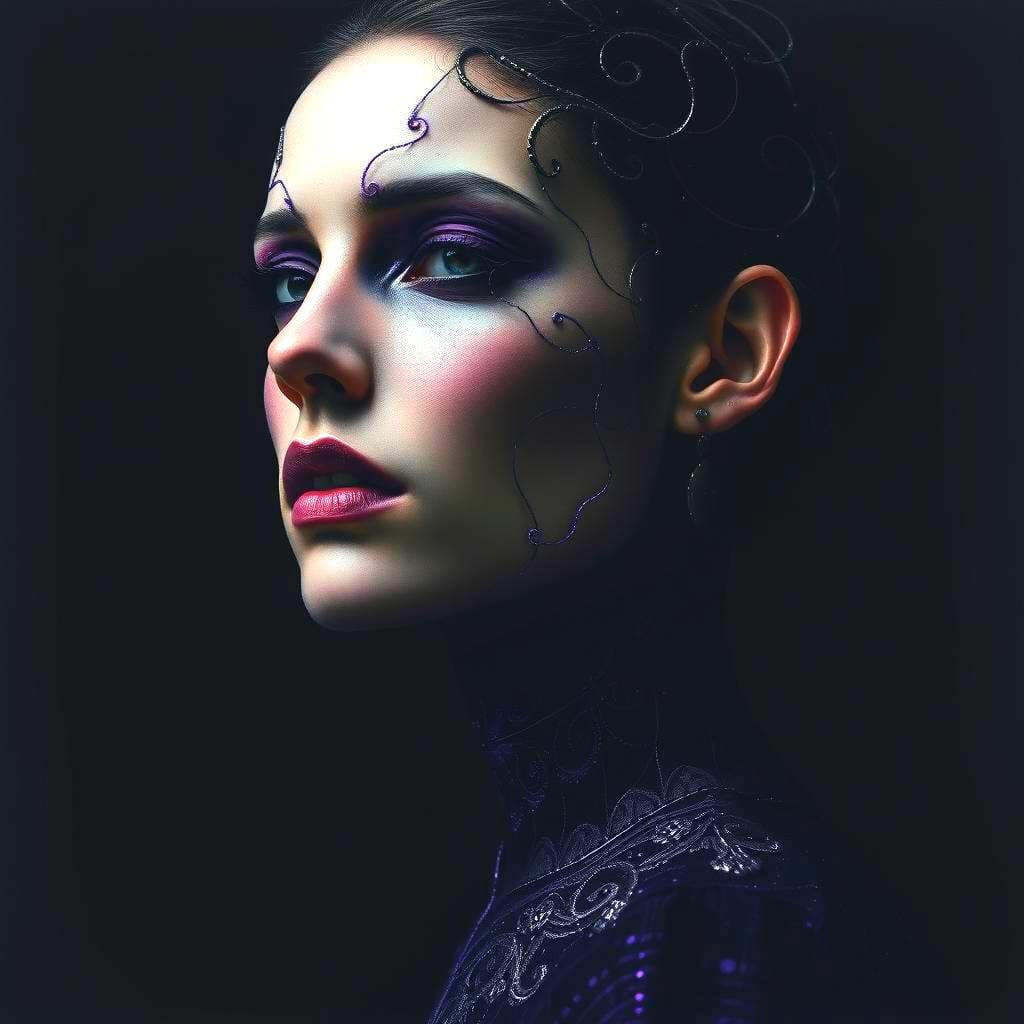 Minimalist Surreal Female Portrait in Gothic Style