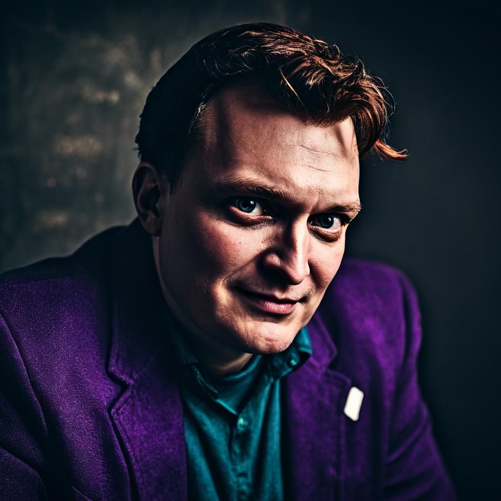 Mysterious Detective in a Purple Jacket, Film Noir Close-up....