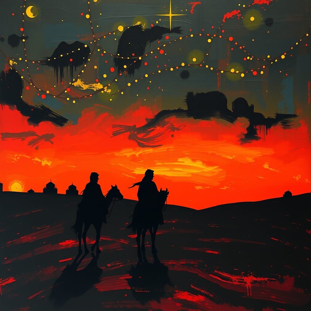 Vibrant Arabian Night Scene in Maximalist Impressionist Styl...