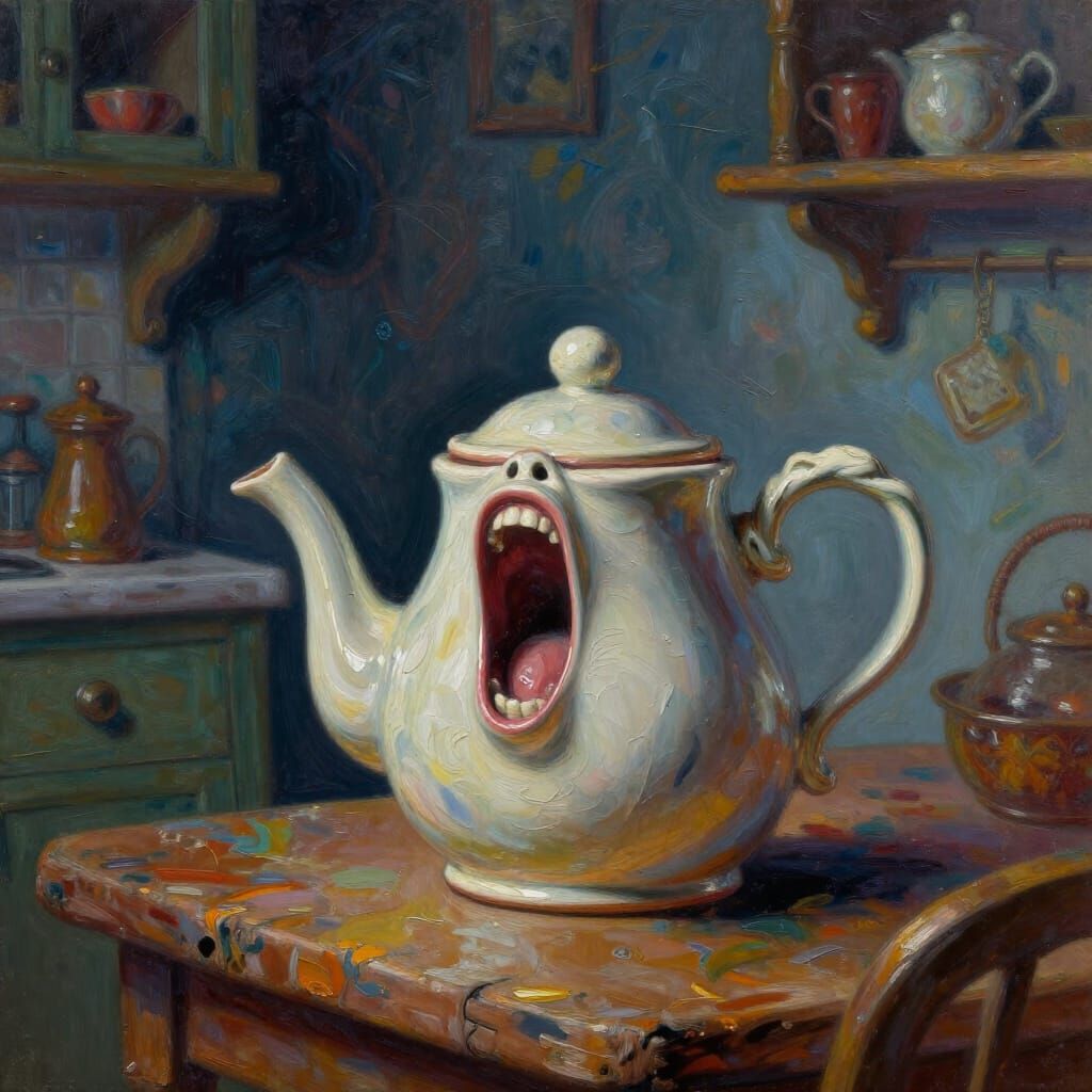 Screaming Teapot in Detailed Matte Painting