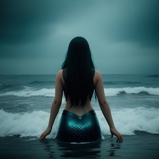 Dramatic Mermaid in Cinematic Film Still