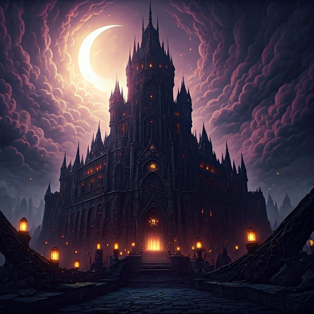 Corrupted Castle Dark Fantasy Scene in 8K