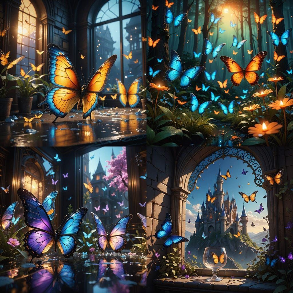 Glass Butterflies Dance in Vibrant Colors