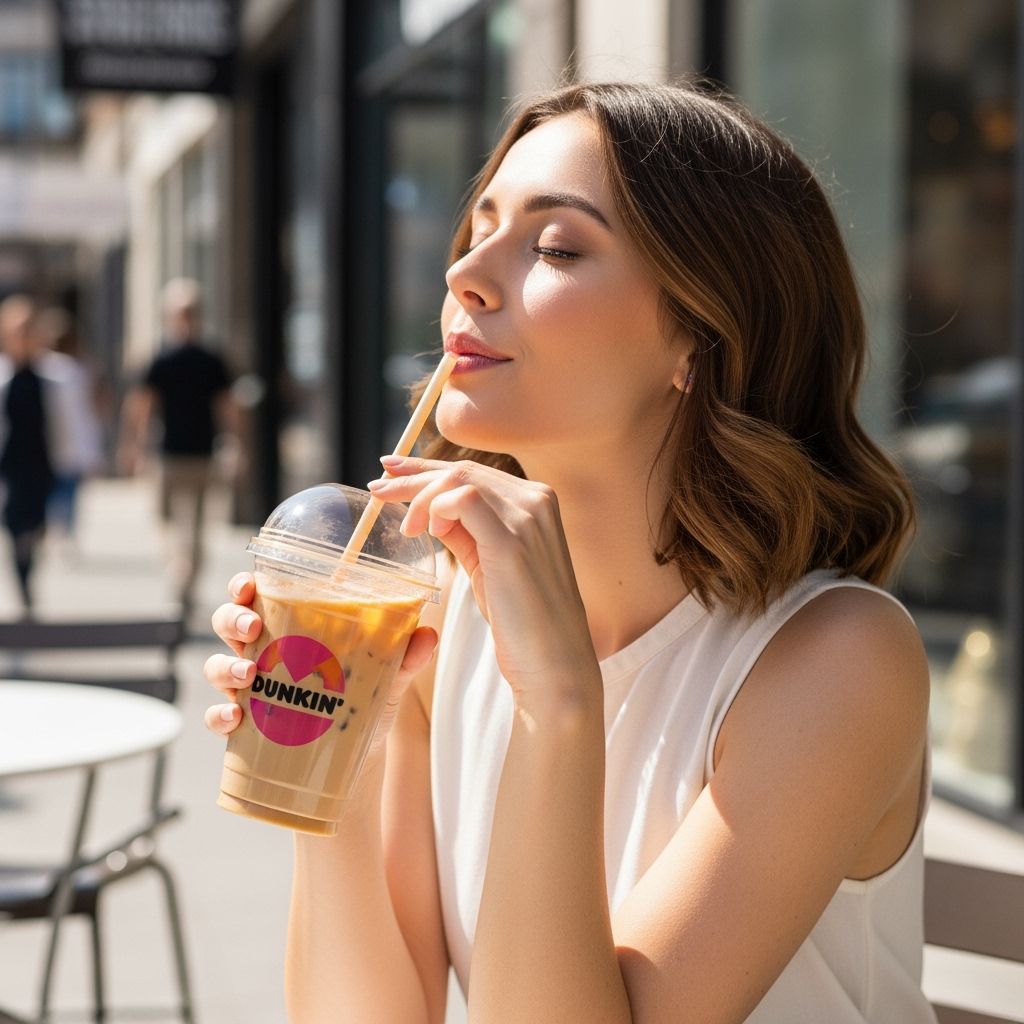 Girl drinking ice coffee