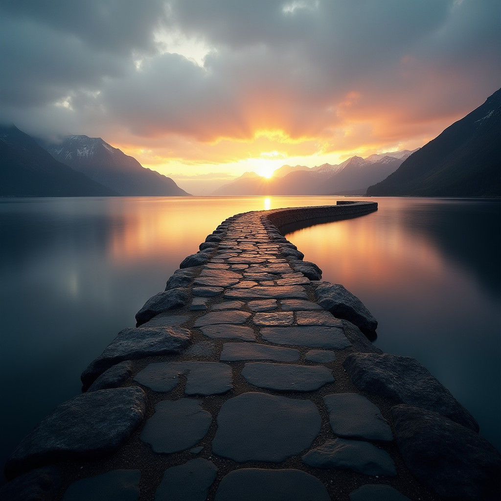 Epic Causeway Dreamscape in Cinematic Style