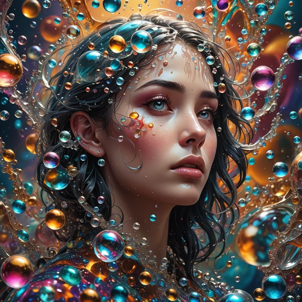 Hyperrealistic Fractal Bubble in Liquid Reality