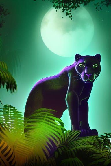 Panther in Jungle Night, Studio Ghibli Concept Art