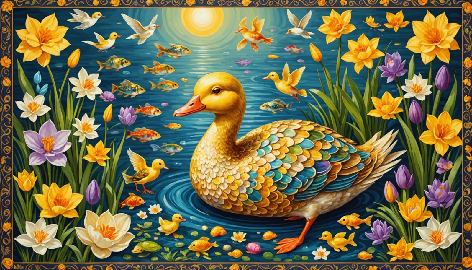 Easter Celebration in Vibrant Silk Tapestry