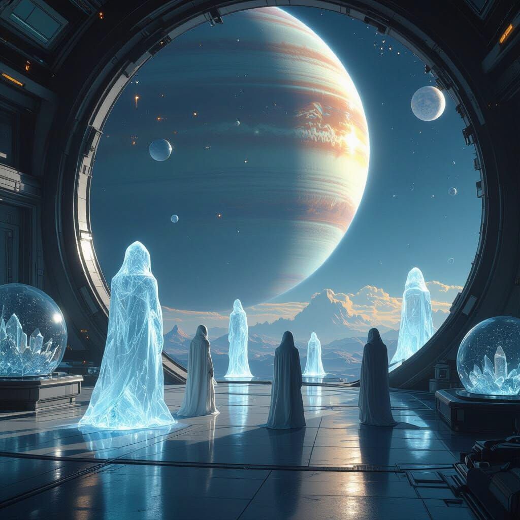Ethereal Beings Convene at Gas Giant Station