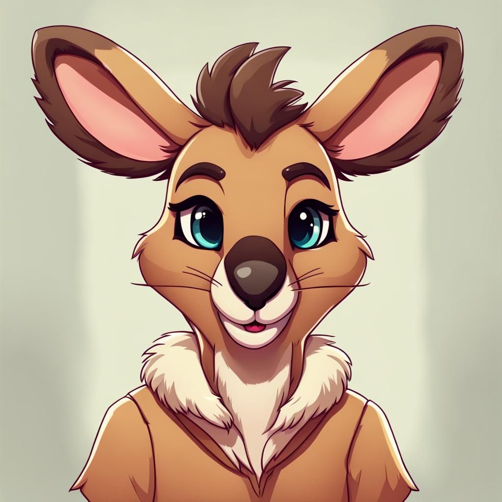 Cute Fluffy Cartoon Kangaroo Fursona