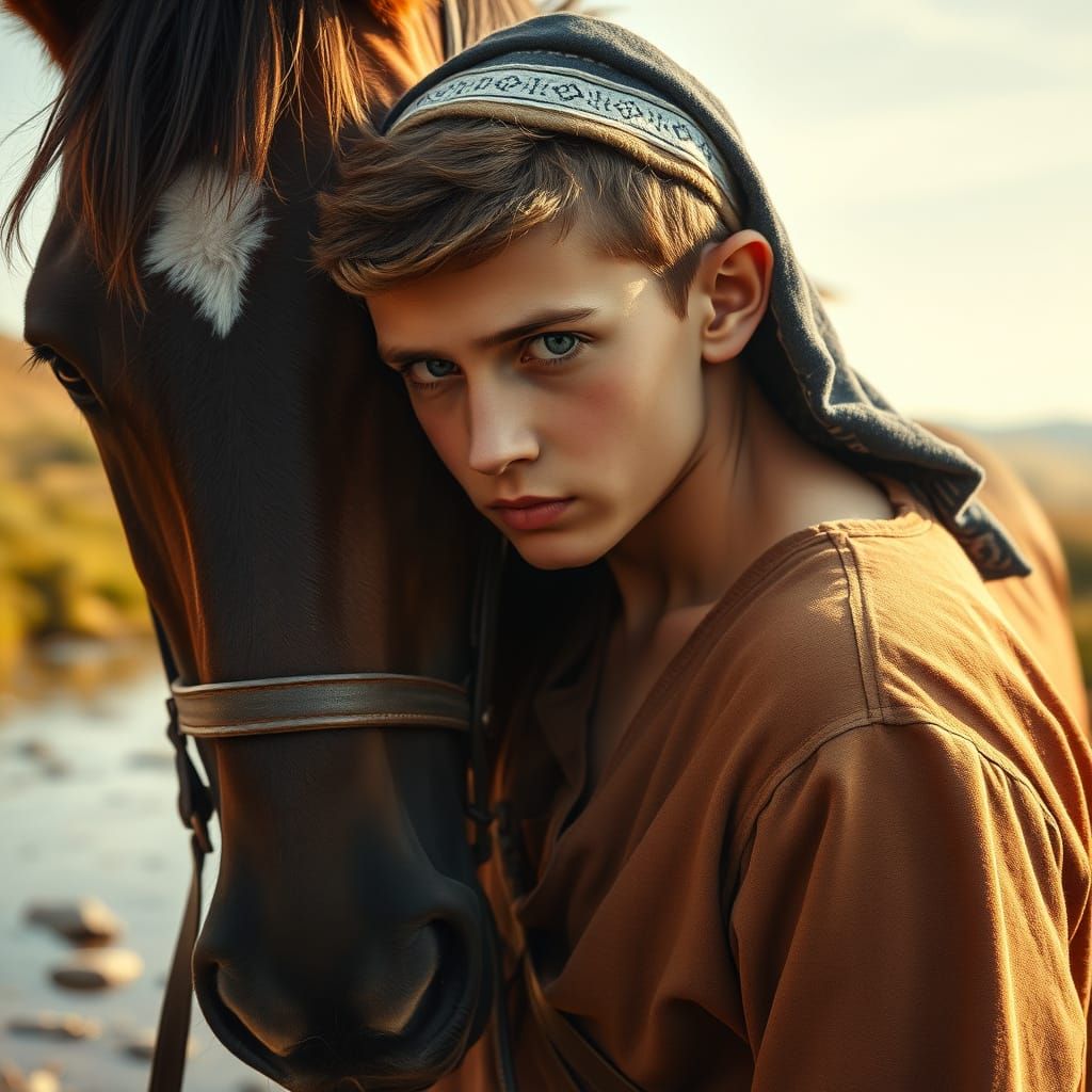 Handsome Hebrew Shepherd in Serene Landscape