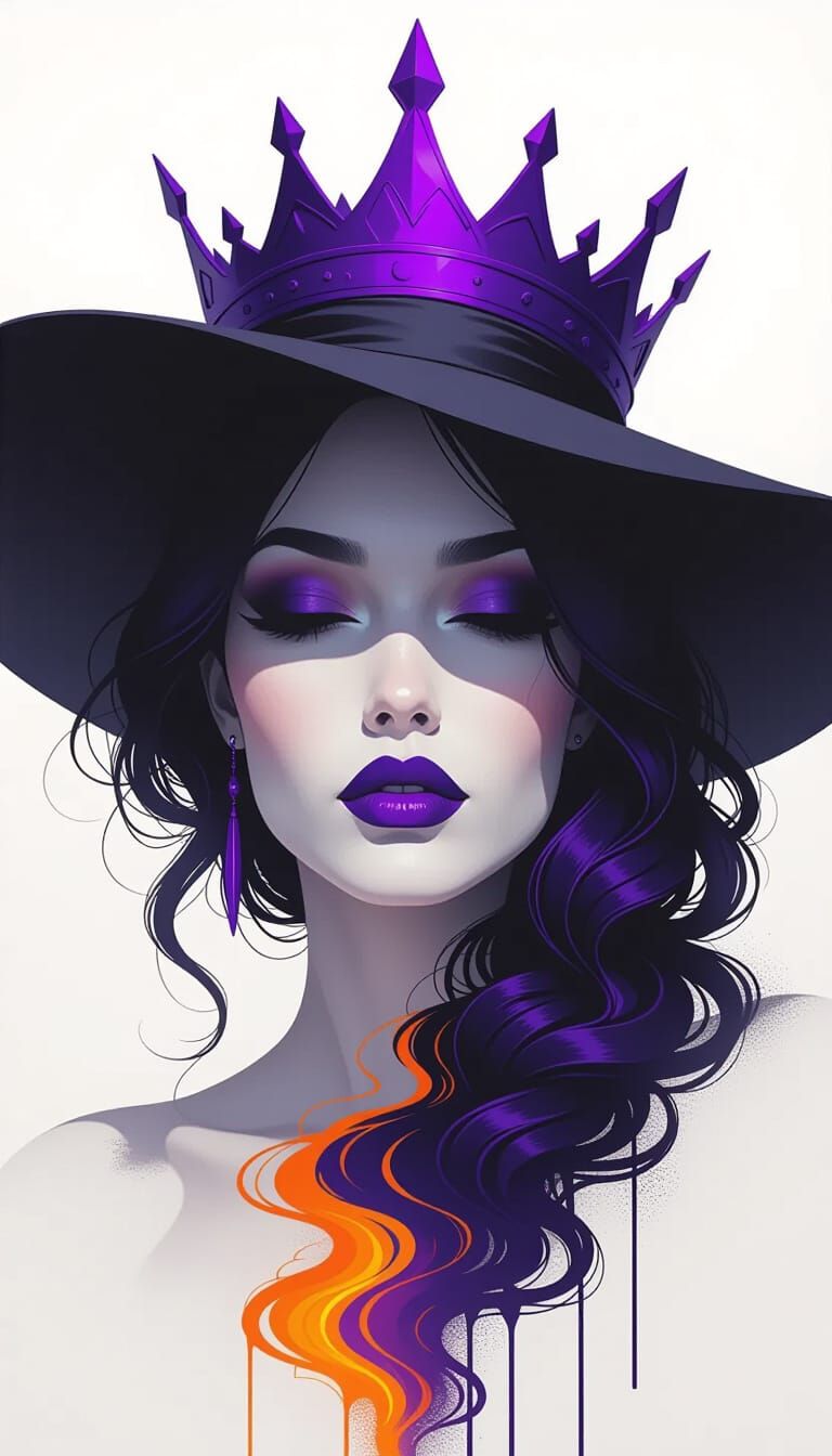 Woman with Purple Crown: Surreal Digital Portrait