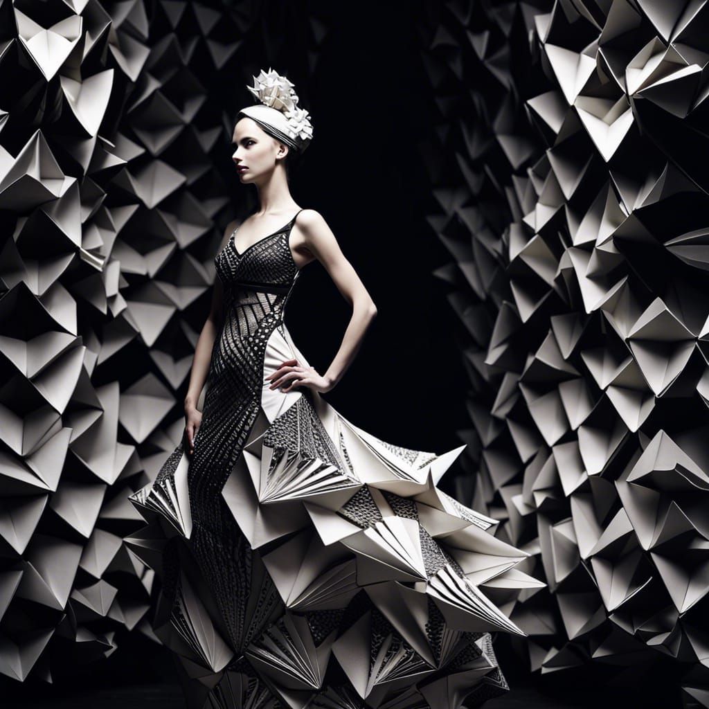 Black n white origami dress
