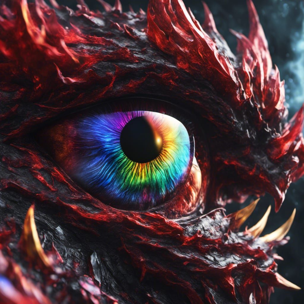 Fiery Crystal Dragon Eye in Detailed Digital Painting