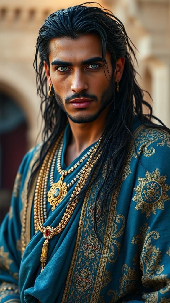 Regal Algerian Prince in 19th Century Photography Style