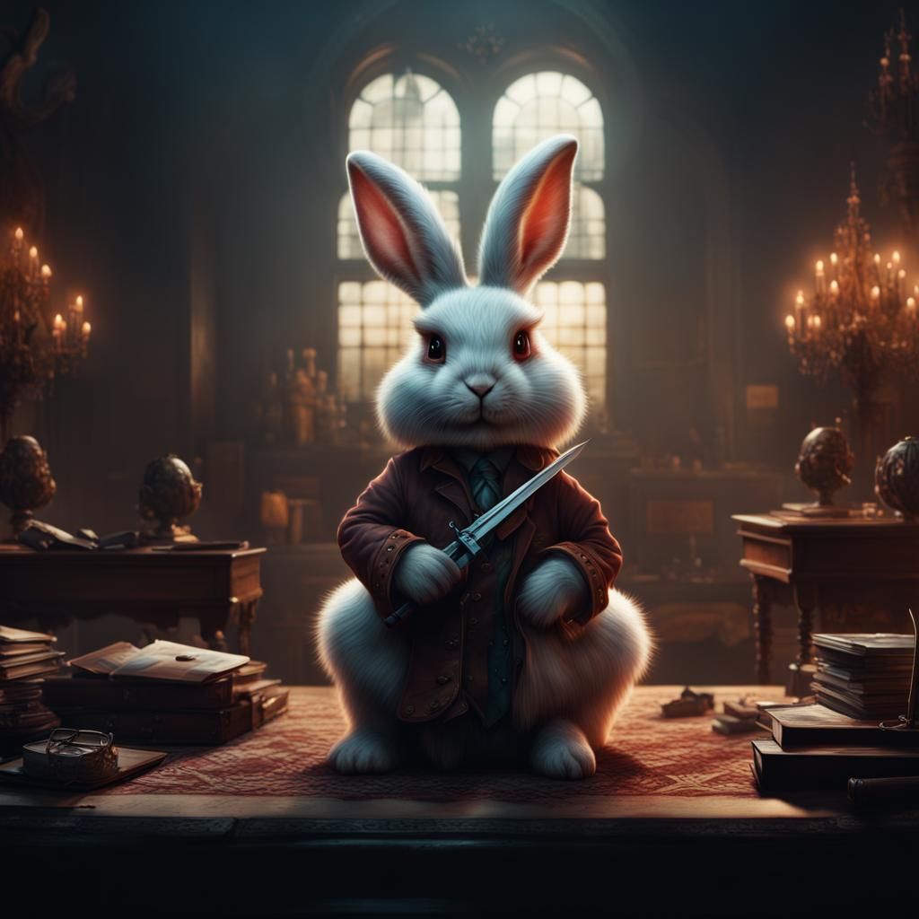 Menacing Fluffy Rabbit with Killer Intent