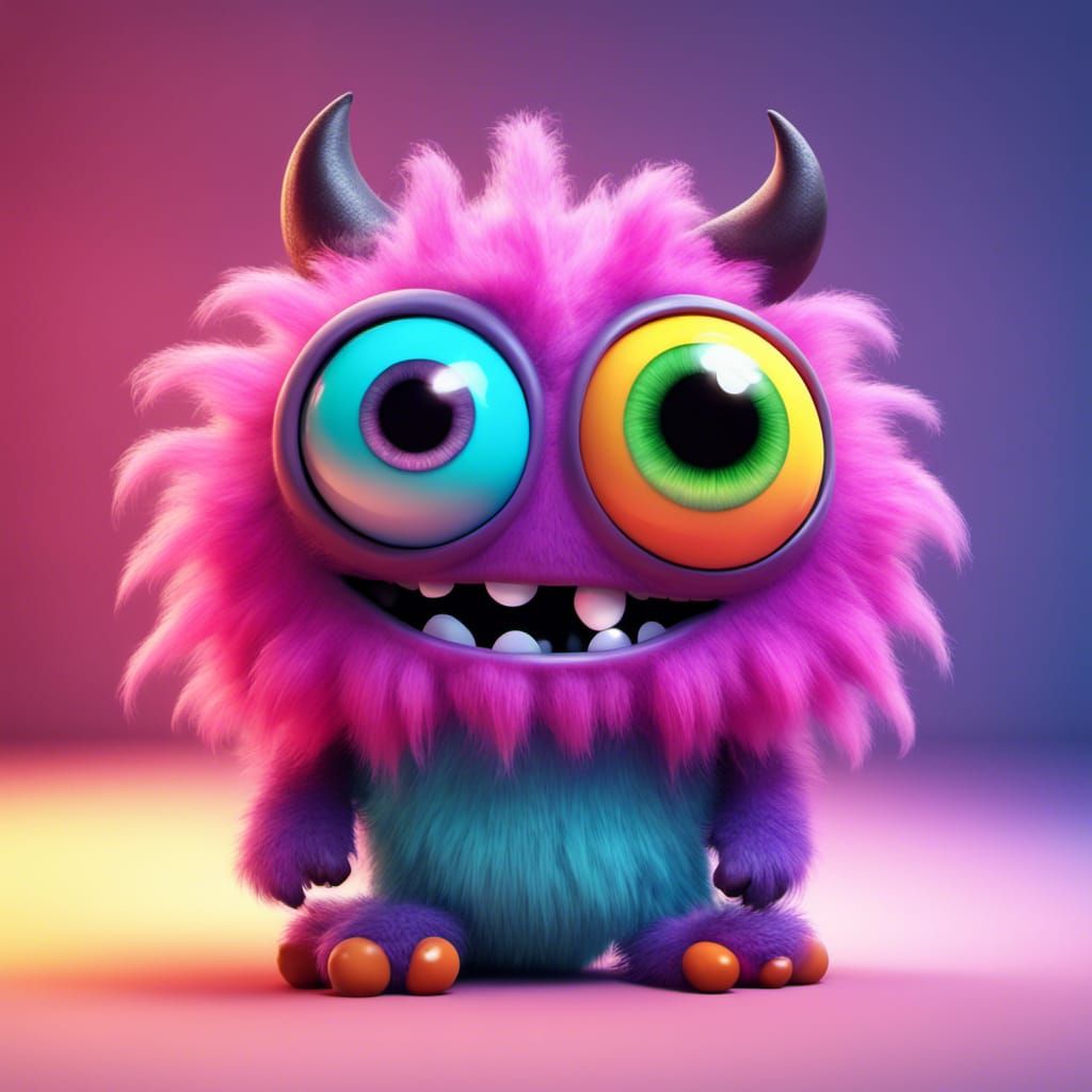 Cute One-Eyed Monster: 3D Digital Art