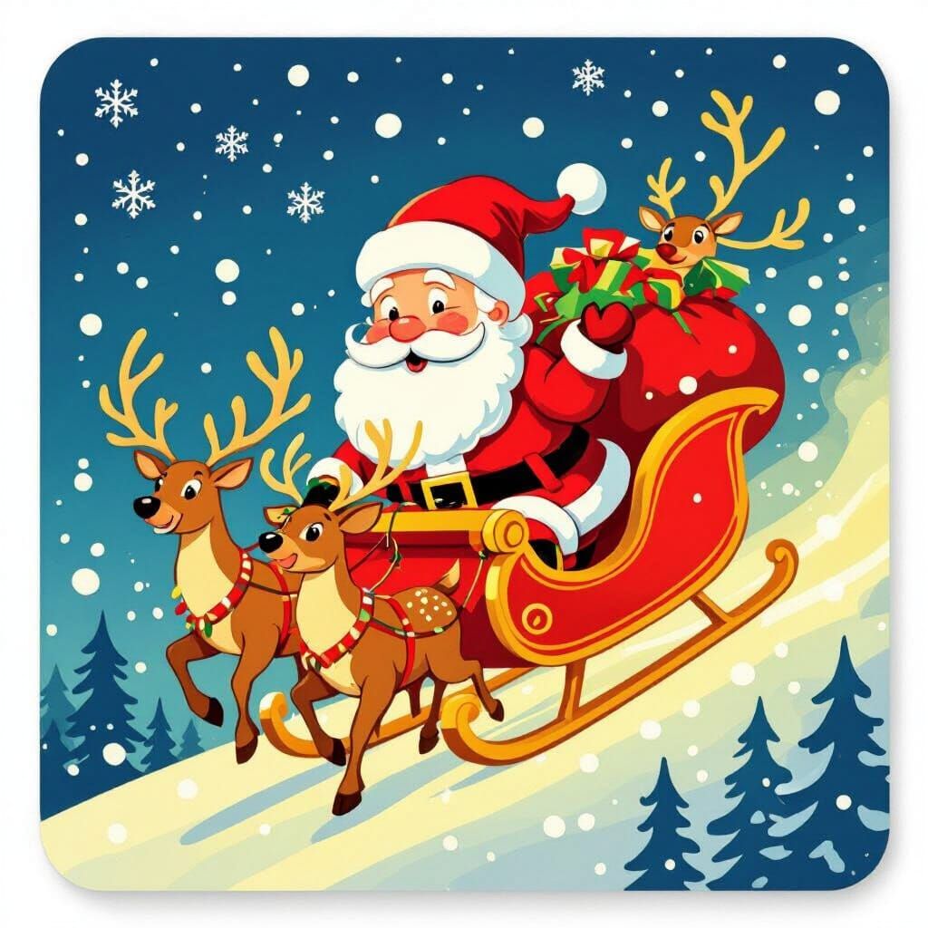 Charming Santa Claus Sticker in Vibrant Cartoon Style