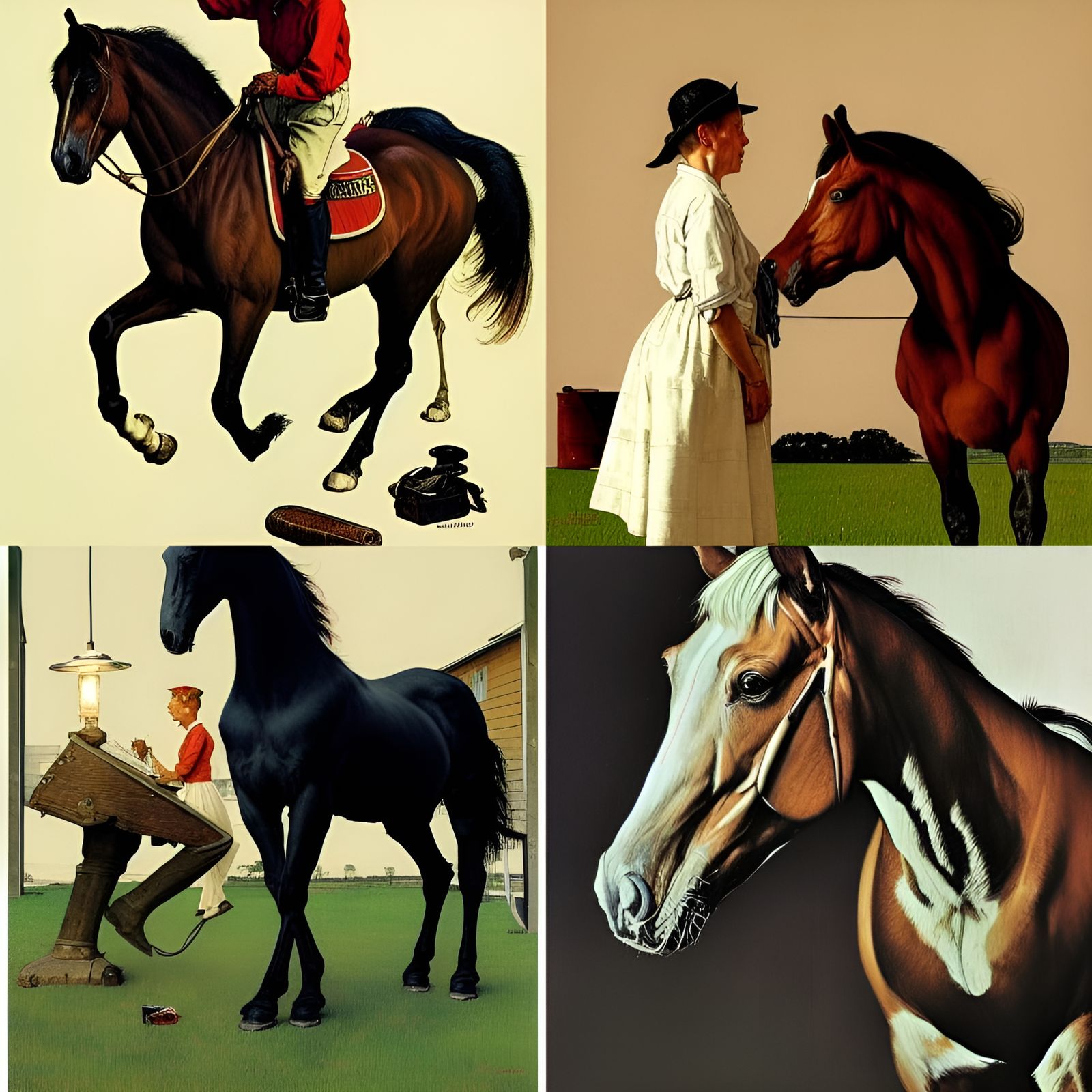 Horse Illustration in Rockwell Style