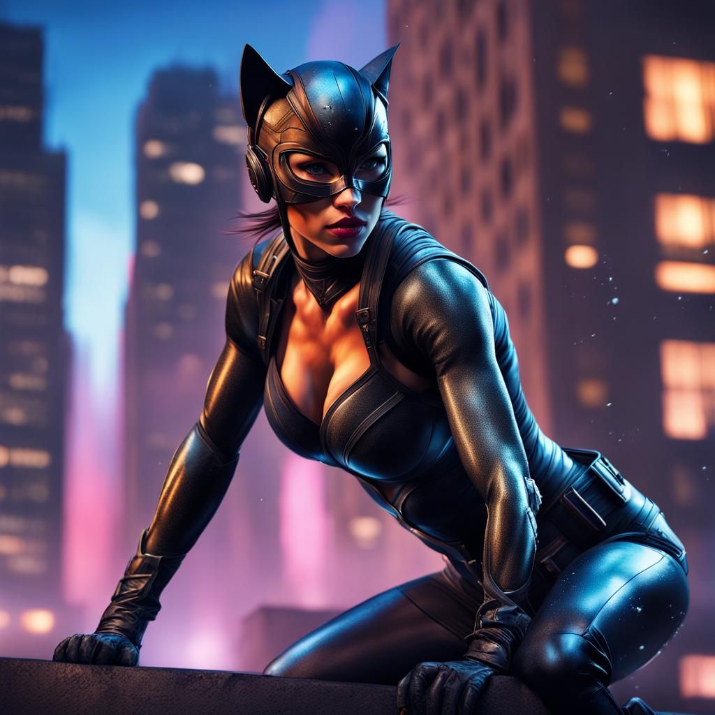 Hyperrealistic Cat Woman with Shredded Body