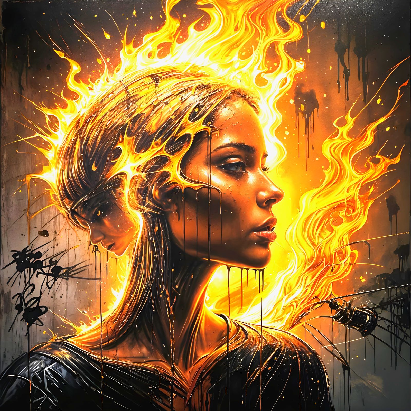 Vibrant Street Art in High Contrast, Splattered with Colorfu...