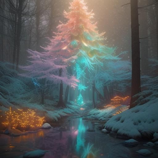 Pastel Kawaii Christmas Forest: 8K Concept Art