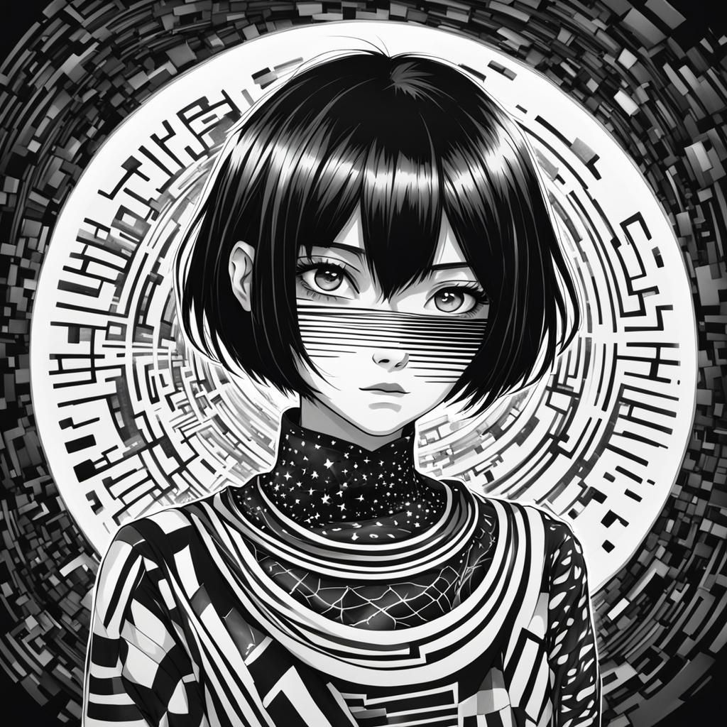 Anime Girl with Optical Illusion Face