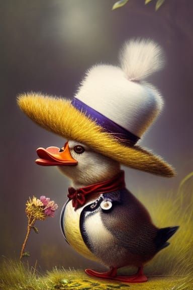 Adorable Duck Portrait in Beatrix Potter Style