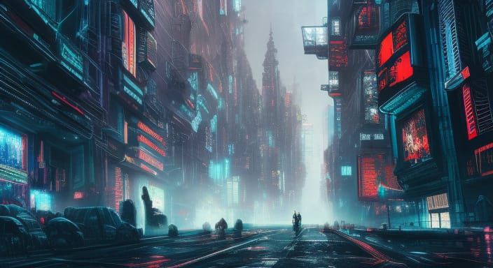 Hyperdetailed Cyberpunk Street Scene in 8K