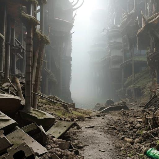 Post-Apocalyptic Wonderland: AI Generated Image
