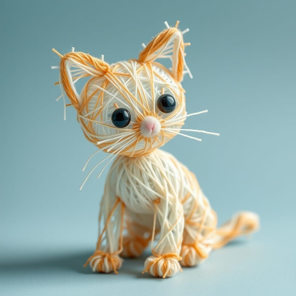 Adorable String Kitten: A Whimsical Creation
