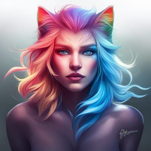 Realistic Rainbow Kitten Portrait in 8k Resolution