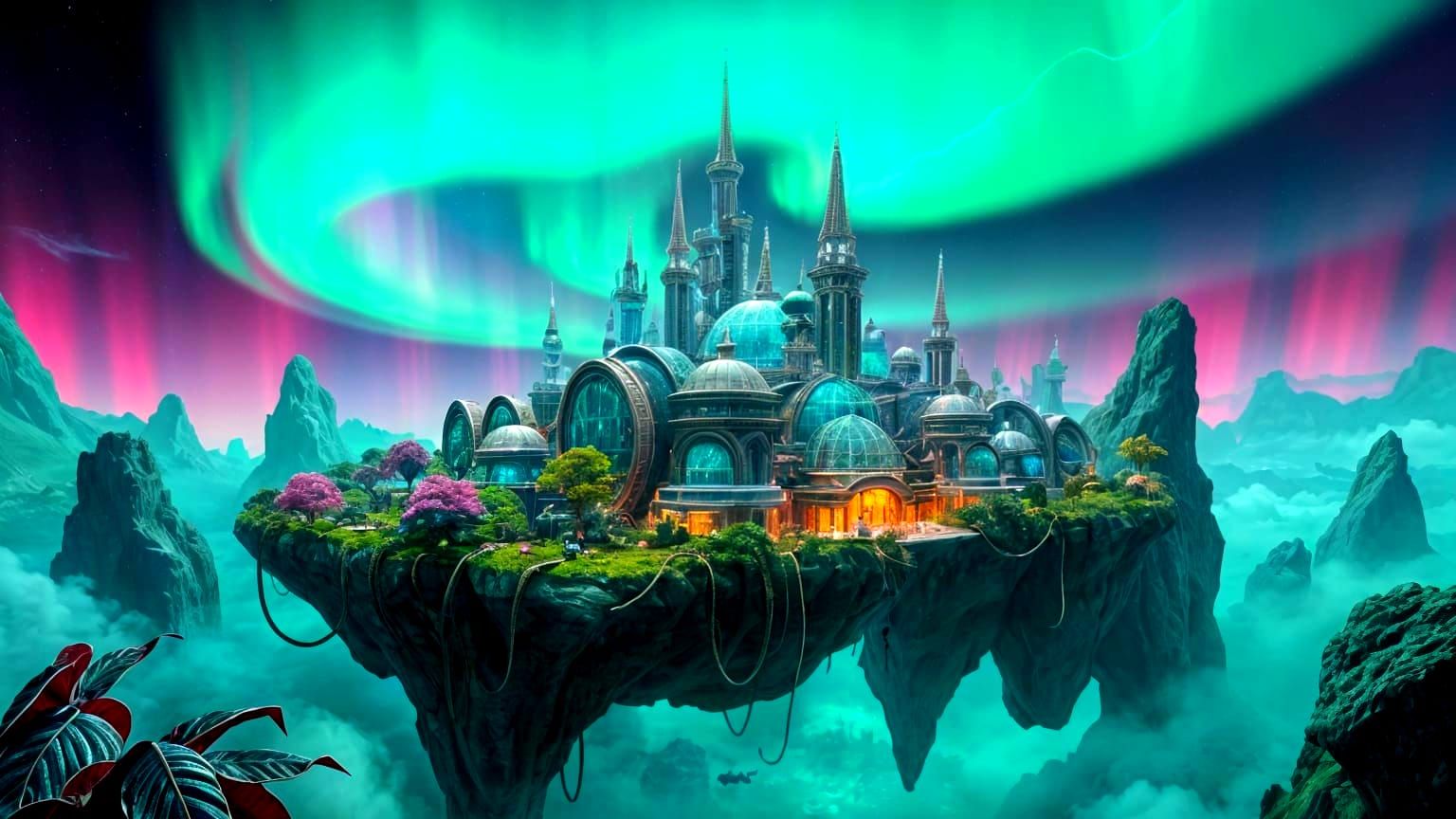 City of Refracted Light Amidst Celestial Wonders